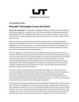 Wearable Technologies Crosses the Chasm