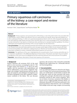 Primary Squamous Cell Carcinoma of the Kidney: a Case Report and Review of the Literature Nicholas F