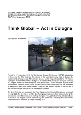 Think Global – Act in Cologne