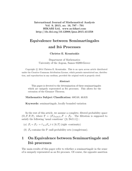 Equivalence Between Semimartingales and Itô Processes