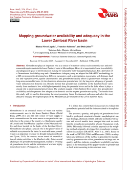 Mapping Groundwater Availability and Adequacy in the Lower Zambezi River Basin