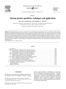 Altering Protein Specificity: Techniques and Applications