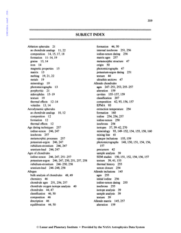 Chondrules and Their Origins. Subject Index