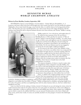 Kenneth Mcrae World Champion Athlete