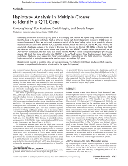 Haplotype Analysis in Multiple Crosses to Identify a QTL Gene