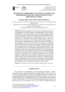 Review of Various Delay Causing Factors and Their Resolution by Application of Lean Principles in India