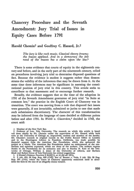 Jury Trial of Issues in Equity Cases Before 1791