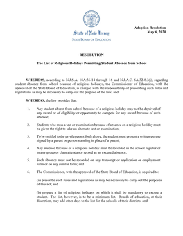 Adoption Resolution 2020-21 Religious Holidays.Pdf