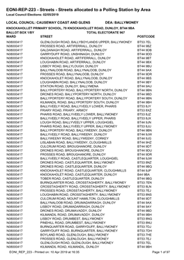 EONI-REP-223 - Streets - Streets Allocated to a Polling Station by Area Local Council Elections: 02/05/2019