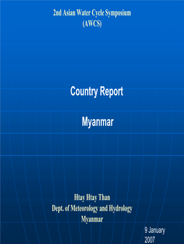 Country Report Myanmar