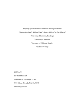 Language-Specific Numerical Estimation in Bilingual Children