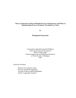 Theory of Injection Locking and Rapid Start-Up of Magnetrons, and Effects of Manufacturing Errors in Terahertz Traveling Wave Tubes