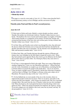 1 Timothy Joins Paul and Silas