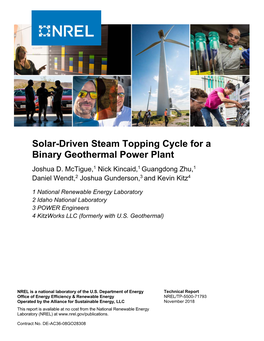 Solar-Driven Steam Topping Cycle for a Binary Geothermal Power Plant Joshua D