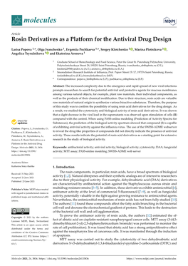 Rosin Derivatives As a Platform for the Antiviral Drug Design