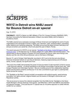 WXYZ in Detroit Wins NABJ Award for Bounce Detroit On-Air Special