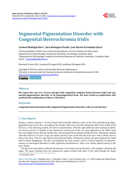 Segmental Pigmentation Disorder with Congenital Heterochromia Iridis