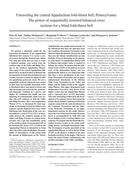 Unraveling the Central Appalachian Fold-Thrust Belt, Pennsylvania: the Power of Sequentially Restored Balanced Cross Sections for a Blind Fold-Thrust Belt