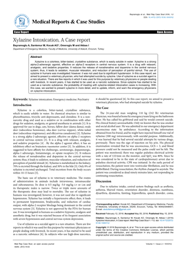 Xylazine Intoxication, a Case Report