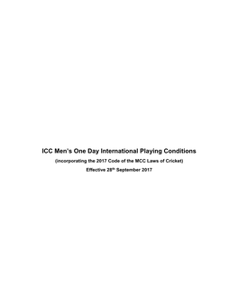 ICC Men's One Day International Playing Conditions