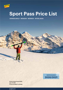 Sport Pass Price List