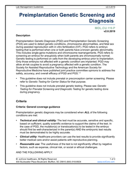 Preimplantation Genetic Screening and Diagnosis