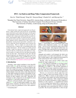 DVC: an End-To-End Deep Video Compression Framework