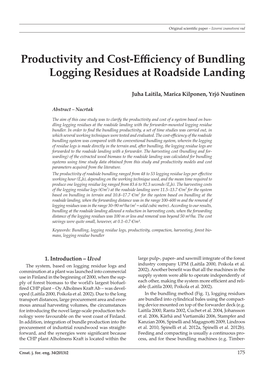 Productivity and Cost-Efficiency of Bundling Logging Residues at Roadside Landing