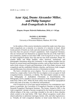 Azar Ajaj, Duane Alexander Miller, and Philip Sumpter Arab Evangelicals in Israel