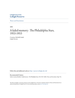 The Philadelphia Stars, 1933-1953