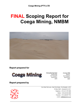 DRAFT Scoping Report for Coega Mining, NMBM