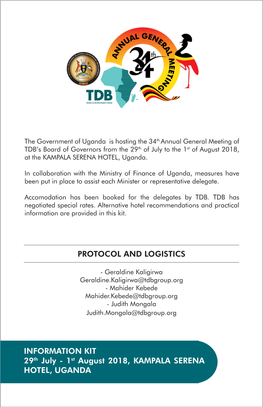 Tdb 34Th Agm of Board of Governors 29Th July to 01St