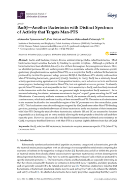 Bacsj—Another Bacteriocin with Distinct Spectrum of Activity That Targets Man-PTS