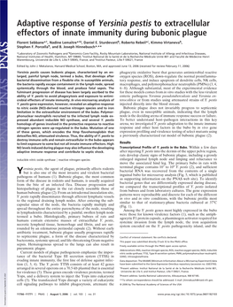 Adaptive Response of Yersinia Pestis to Extracellular Effectors of Innate Immunity During Bubonic Plague