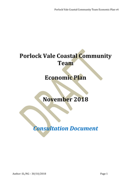 Porlock Vale Coastal Community Team Economic Plan November