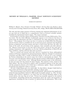 Review of William L. Harper, Isaac Newton's Scientific Method
