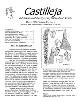 A Publication of the Wyoming Native Plant Society