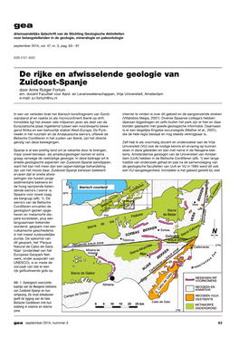 De Rijke En Afwisselende Geologie Van Zuidoost-Spanje Door Anne Rutger Fortuin Em