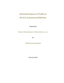 Estimated Impacts of Tariffs on the U.S. Economy and Workers