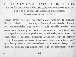 De La Memorable Batalla De Tucapel Entre Caupolican Y Valdivia