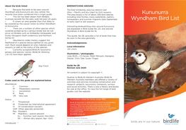 Kununurra Wyndham Bird List