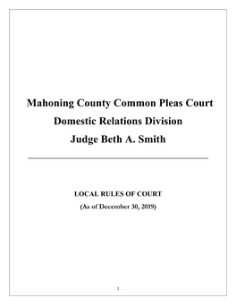 Mahoning County Common Pleas Court Domestic Relations Division Judge Beth A. Smith ______