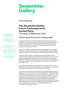 The Serpentine Gallery Future Contemporaries