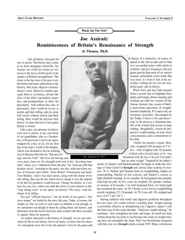 Where Are They Now? Joe Assirati: Reminiscences of Britains Renaissance of Strength