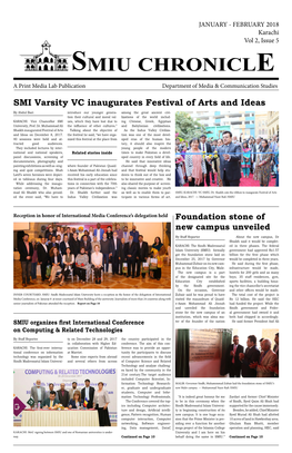 SMIU CHRONICLE a Print Media Lab Publication Department of Media & Communication Studies