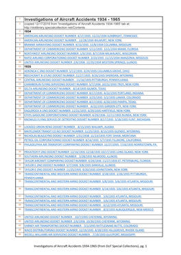 Investigations of Aircraft Accidents 1934