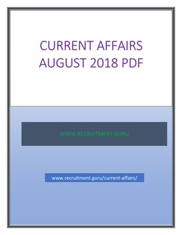 Current Affairs August 2018 Pdf