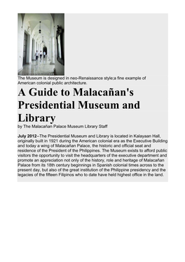 A Guide to Malacañan's Presidential Museum and Library