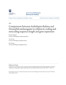 Comparisons Between Arabidopsis Thaliana and Drosophila