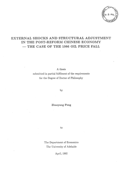 External Shocks and Structural Adjustment in the Post-Reform